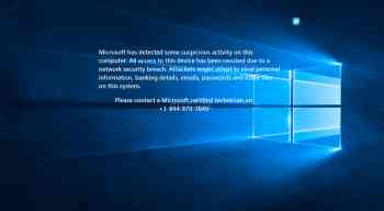 Fake Suspicious Activity Tech Support Scam Screenshot