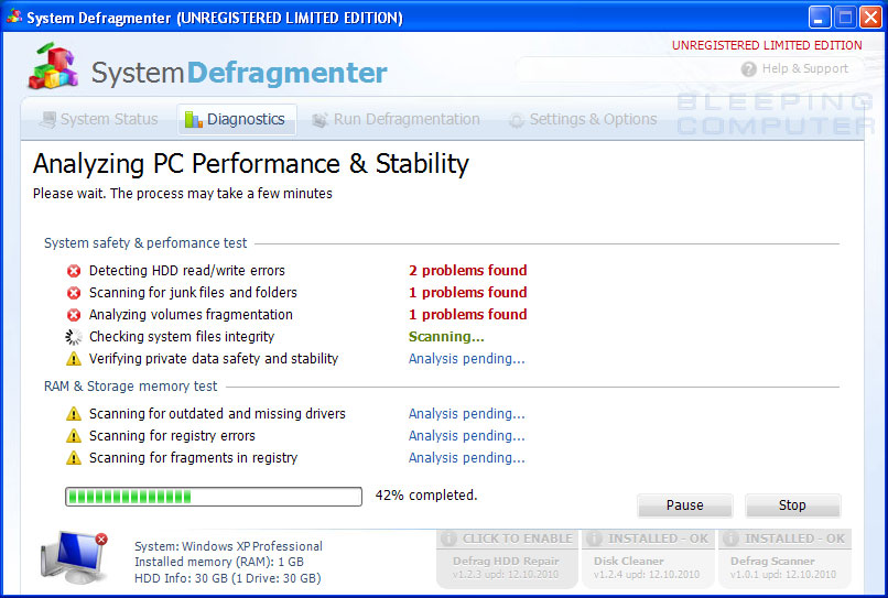 remove system defragmenter uninstall