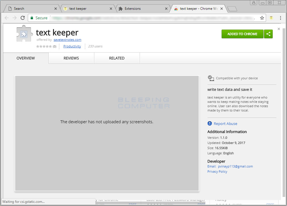 Remove the Text Keeper Chrome Extension