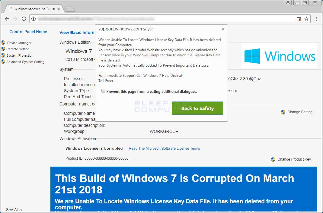 Remove the This Build of Windows 7 is Corrupted Tech Support Scam This Build of Windows 7 is Corrupted Tech Support Scam Remove the This Build of Windows 7 is Corrupted Tech Support Scam This Build of Windows 7 is Corrupted Tech Support Scam