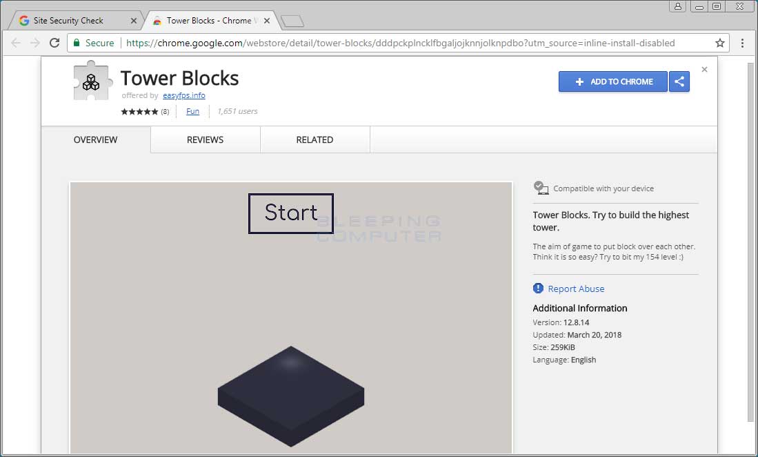 Remove the Tower Blocks Chrome Extension