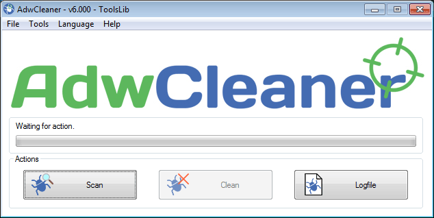 AdwCleaner Start Screen