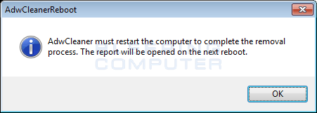 AdwCleaner Reboot Prompt