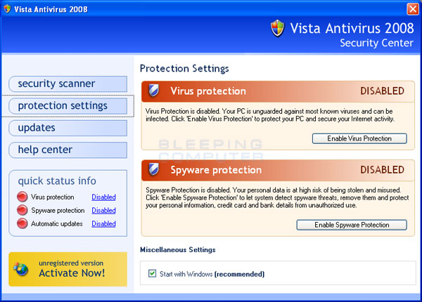 protección contra software espía de Vista