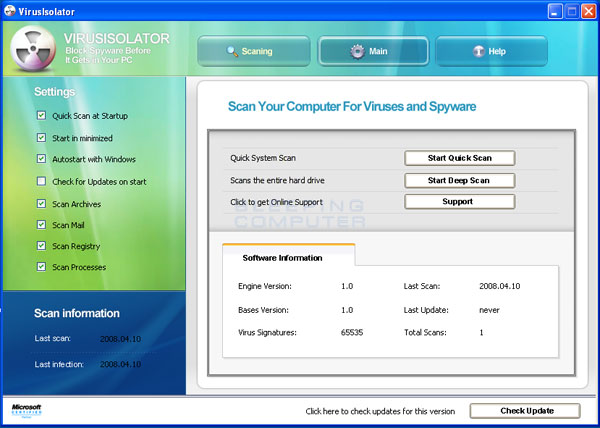 VirusIsolator Screenshot VirusIsolator Screenshot