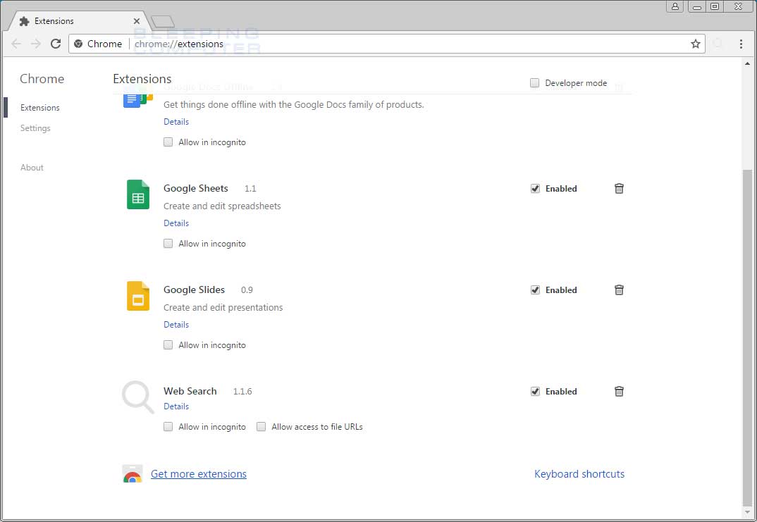 Extension List Extension List