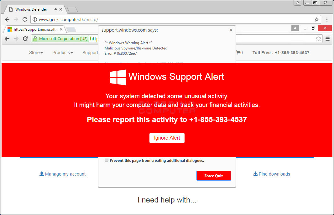 Anruf Windows Technical Support