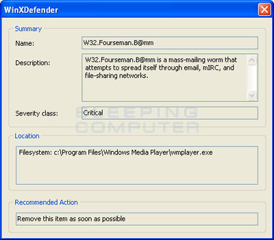 WinXDefender Screenshot WinXDefender False Positives #2