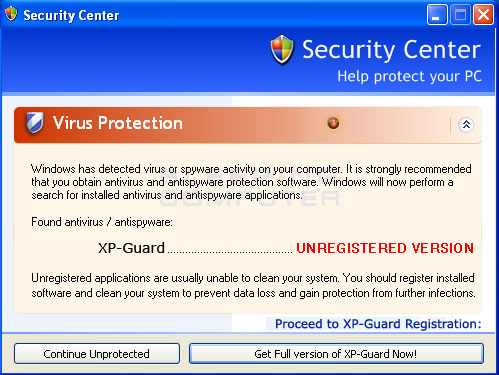 Fake alert from XP Guard