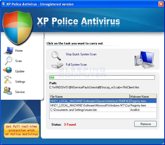 antivirus truck's window xp 2002