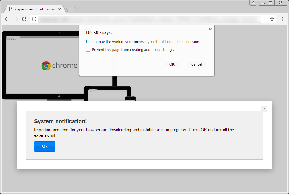 How to remove the You should install the extension! PopUp