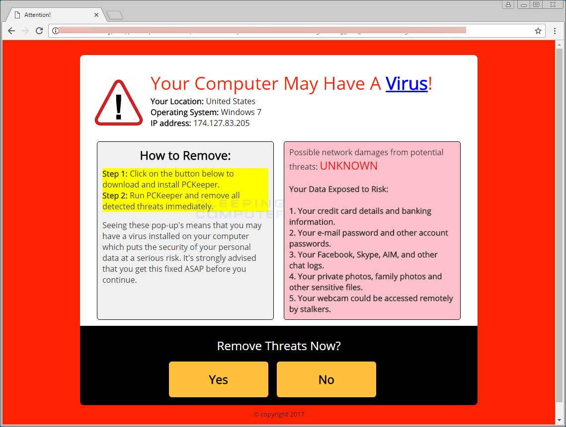 Your Computer May Have a Virus Page