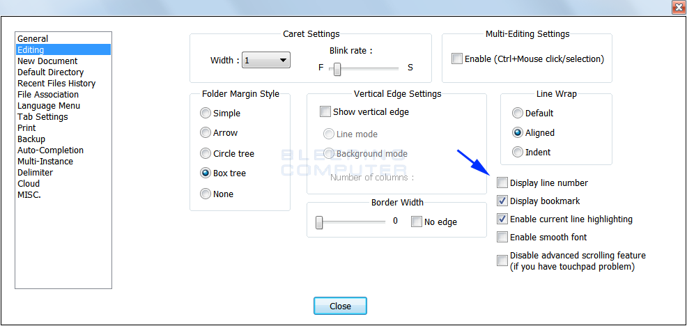 Editing Settings Page