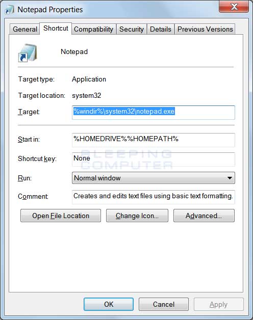 Notepad Shortcut