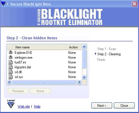 f-secure blacklight rootkit eliminator