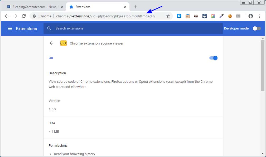 how to find the id for a chrome extension