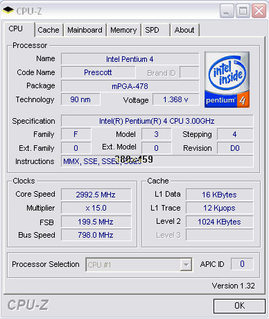  Premier écran CPU-Z 