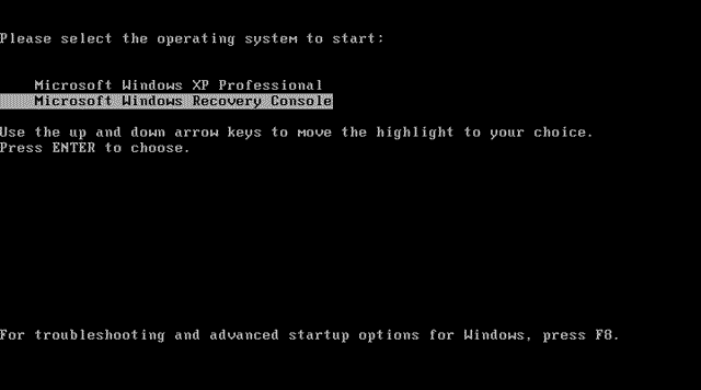 win xp recovery console commands