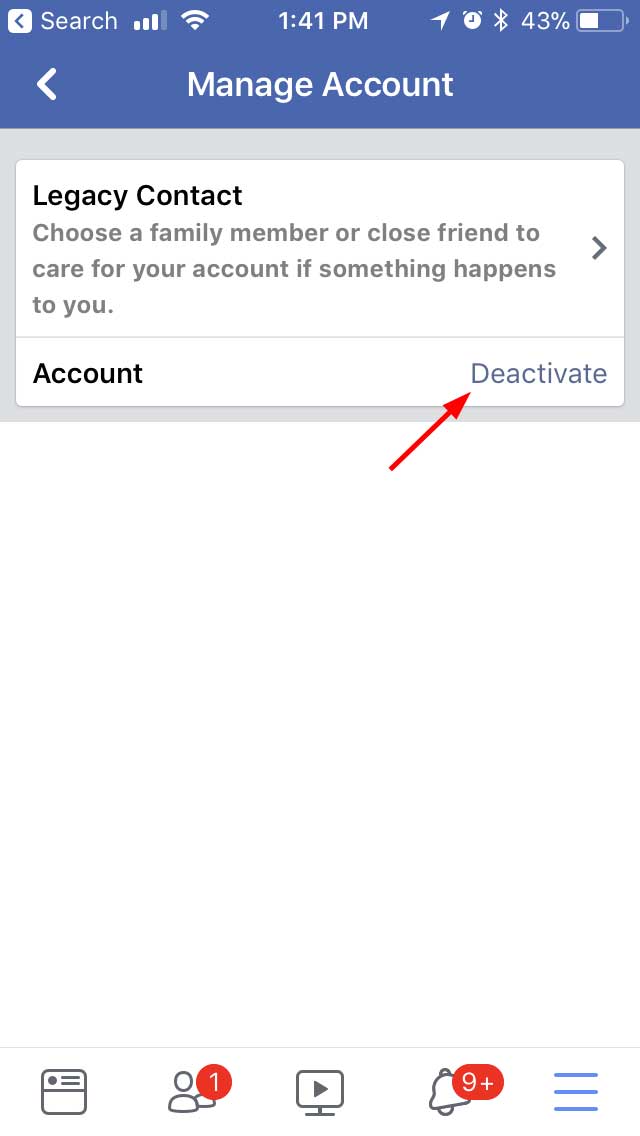 Tap Deactivate