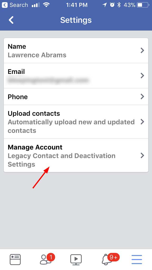 Tap Manage Account