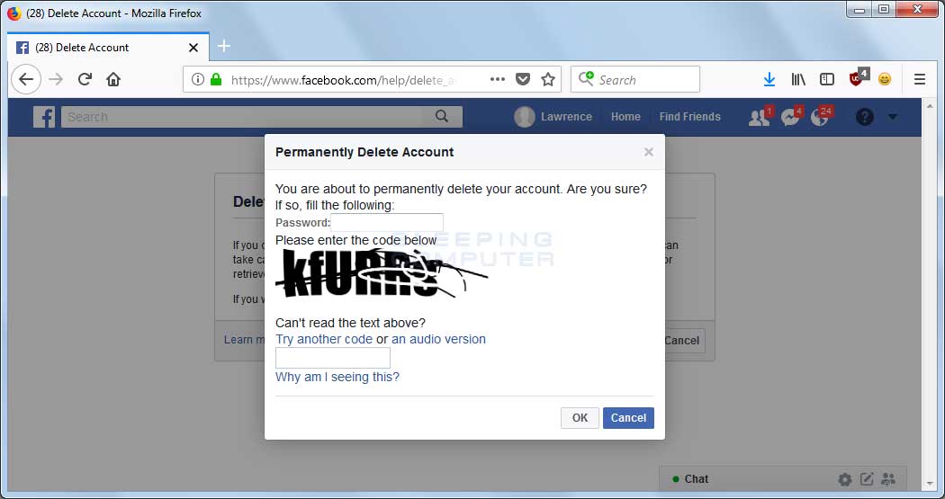Enter Facebook Password Prompt