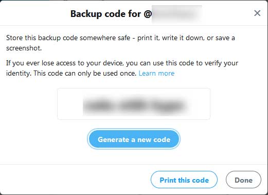 Get Backup Code