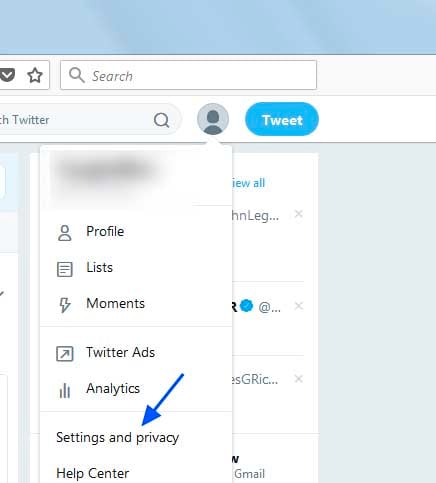 Click on Settings and Privacy Link