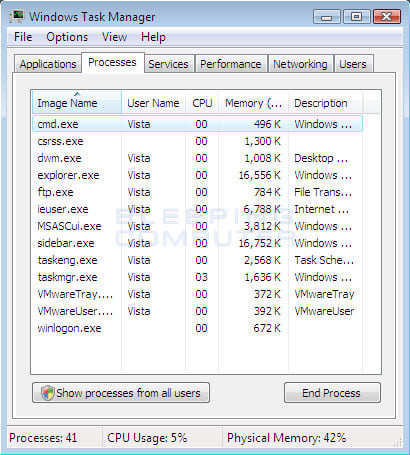 high cpu usage vista nothing running