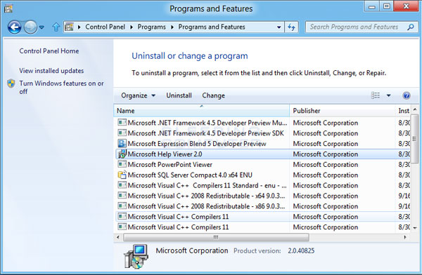 programa de desinstalación en Windows 7 de casa
