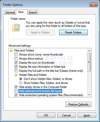 Windows Vista Hidden Folders View