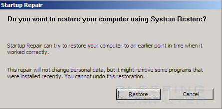 Restore using System Restore