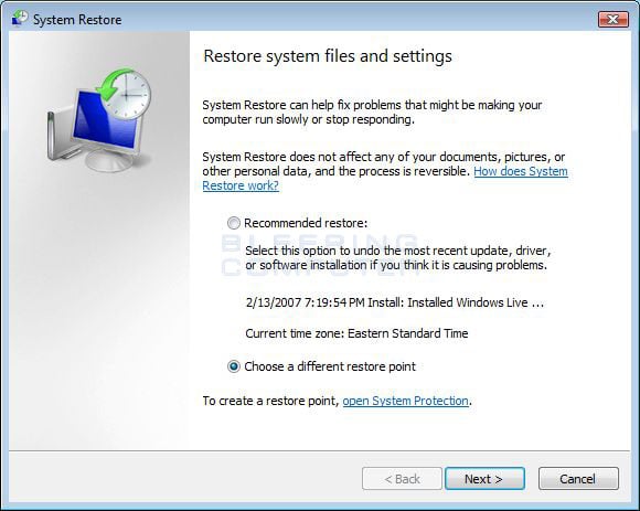 Vista Boot System Restore