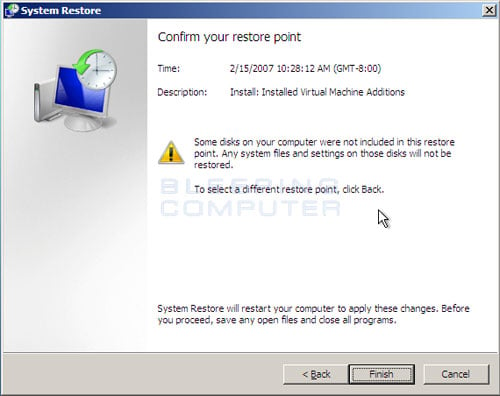 Confirm your System Restore