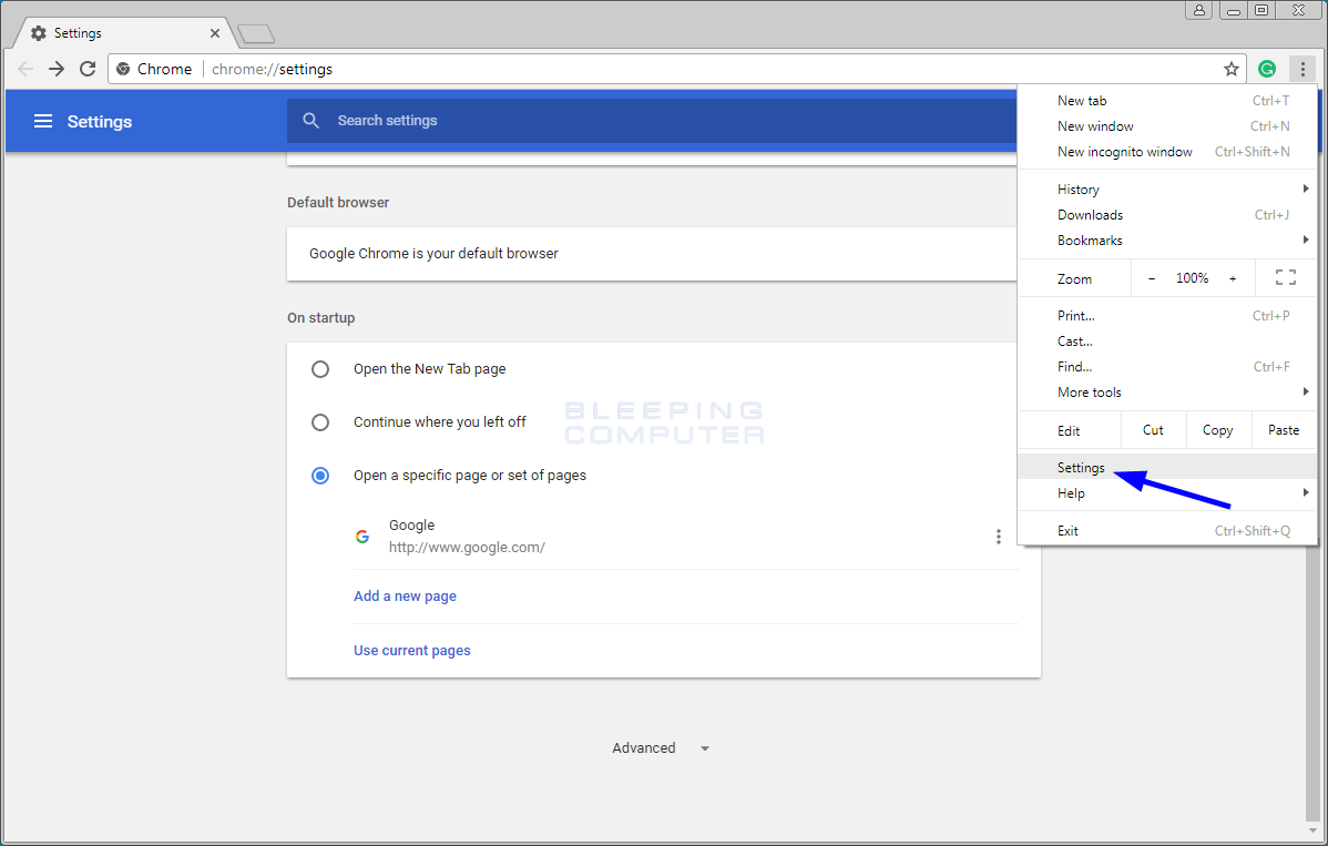 How to Reset The Chrome Browser To Its Default Settings