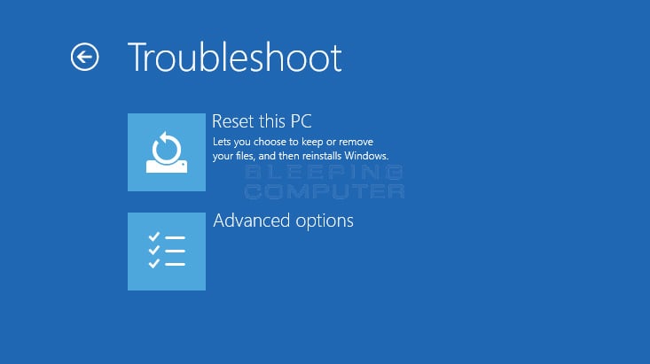 Troubleshoot screen