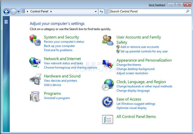 Figure 1. Windows 7 Control Panel