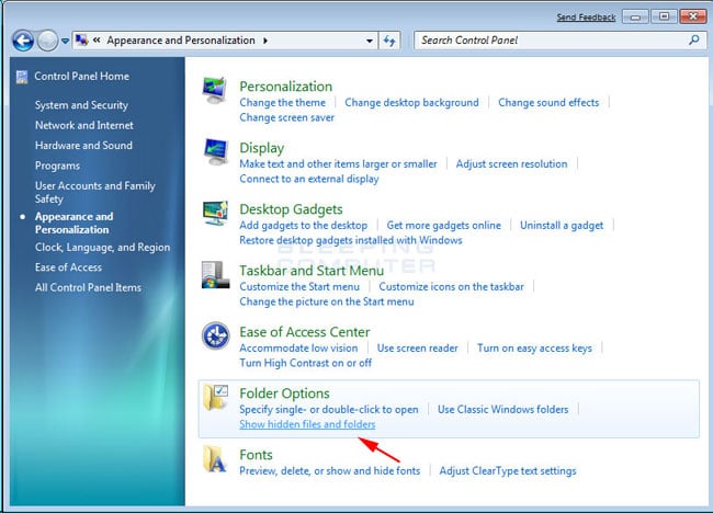 come aprire la cartella del globo in Windows 7