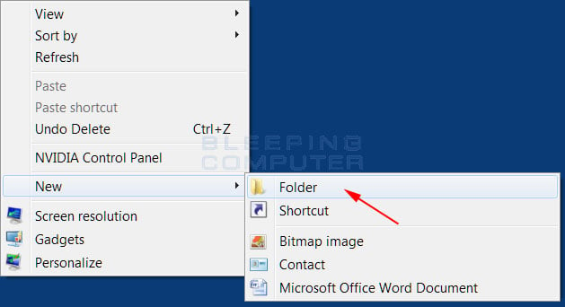 Shortcut For New Folder In Windows Vista