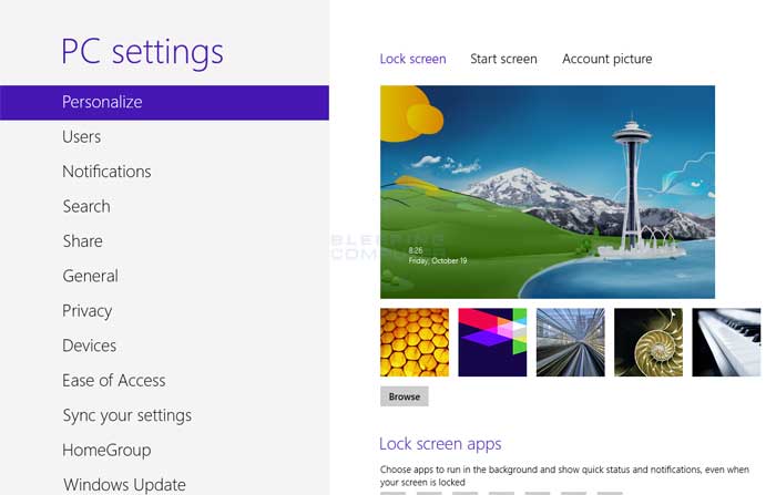 How to change the background of the lock screen in Windows 8