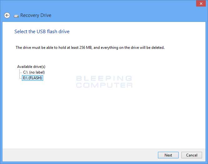 How to create a bootable USB Flash Recovery Drive in 8