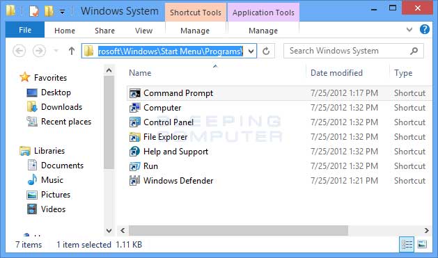 System Tools Folder