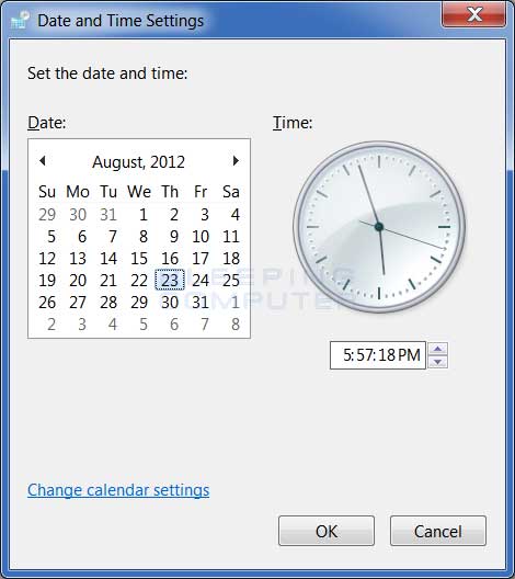 Windows Vista Change Time