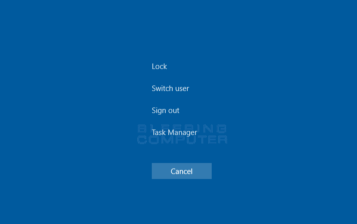 Windows 10 Security Screen