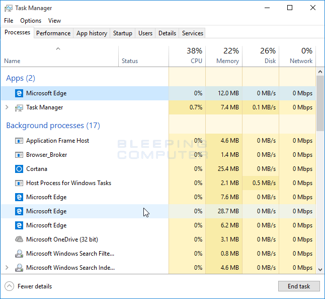 Windows 10 Task Manager More Details