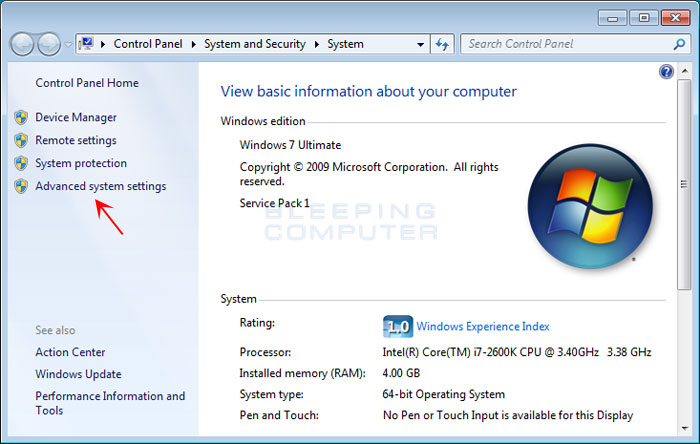 System Control Panel