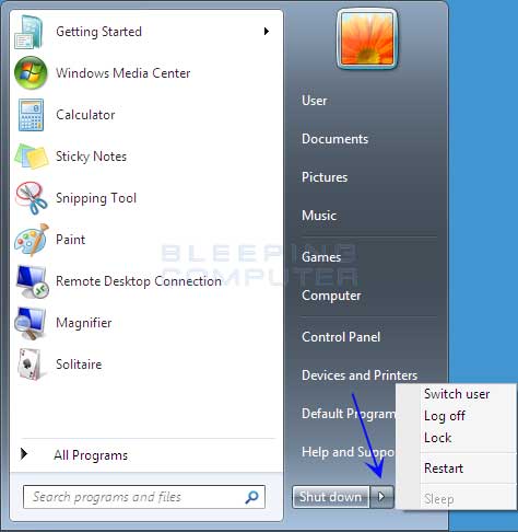 Shutdown Computer Windows 7