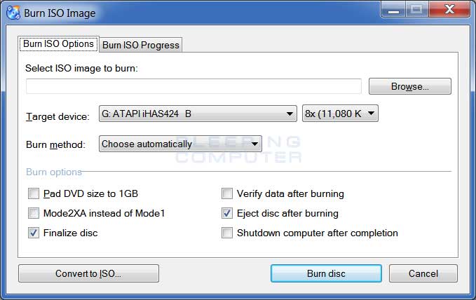 Burn ISO Image