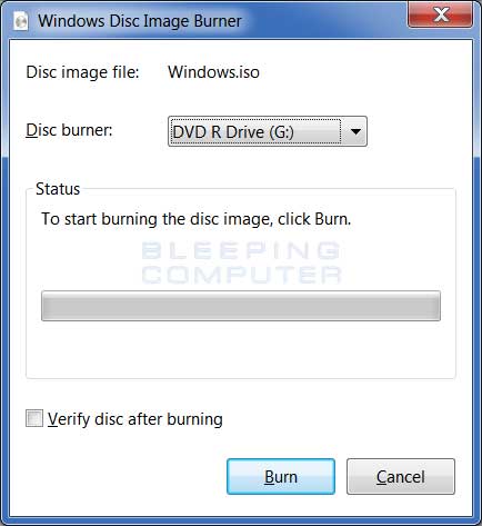 Windows Disc Image Burner